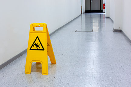 Slippery floors like this one often cause injuries. If you are injured on someone else's property call a Personal Injury Attorney today.